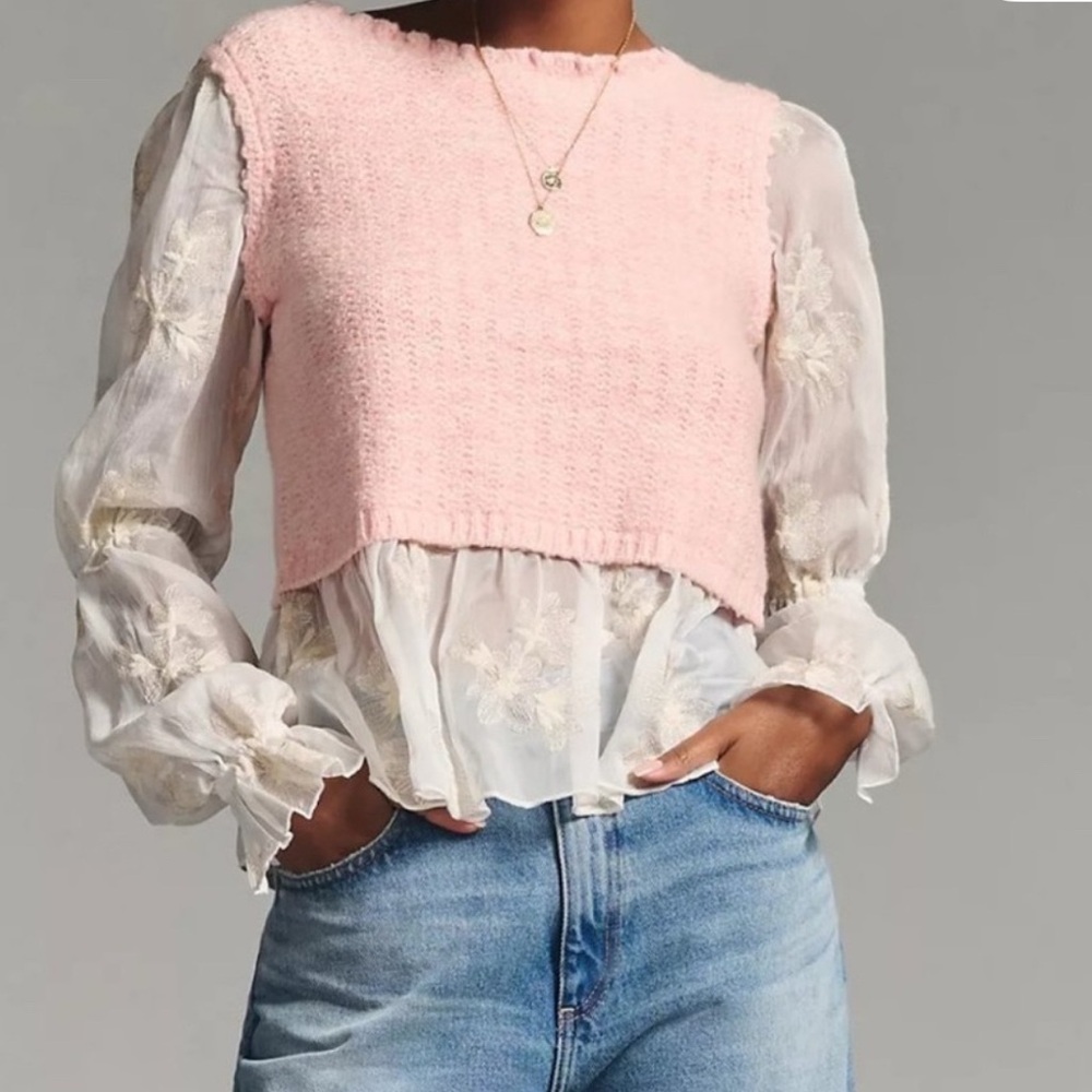 Pink Knit Layered Women's Top